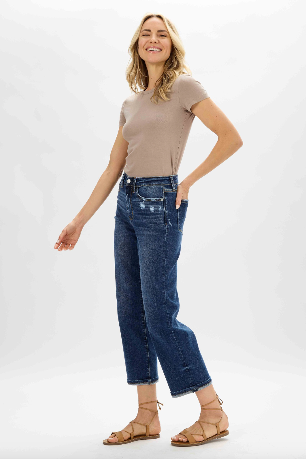 Judy Blue Destroyed Pocket Wide Leg Jeans