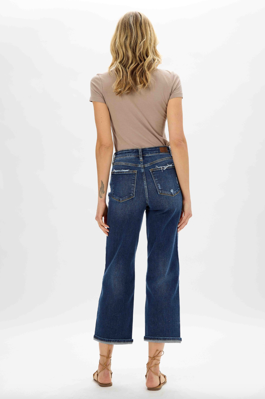 Judy Blue Destroyed Pocket Wide Leg Jeans