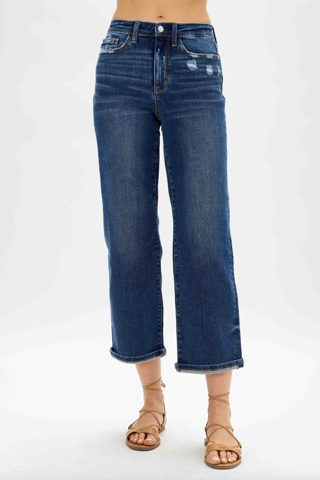 Judy Blue Destroyed Pocket Wide Leg Jeans