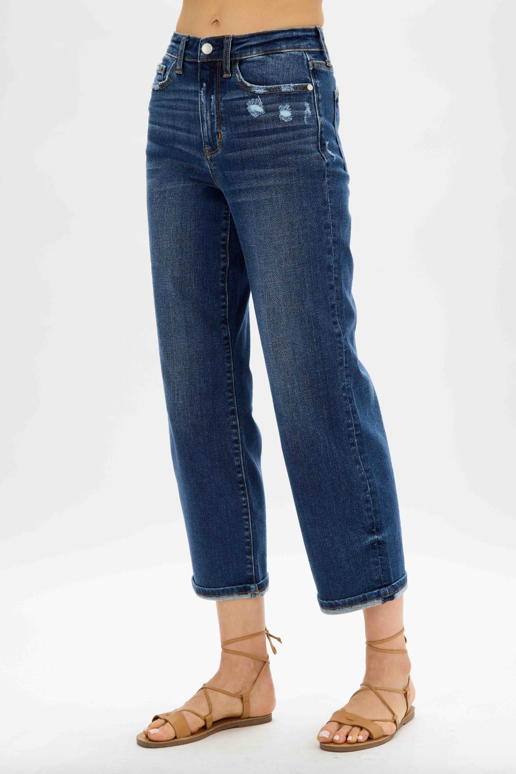 Judy Blue Destroyed Pocket Wide Leg Jeans