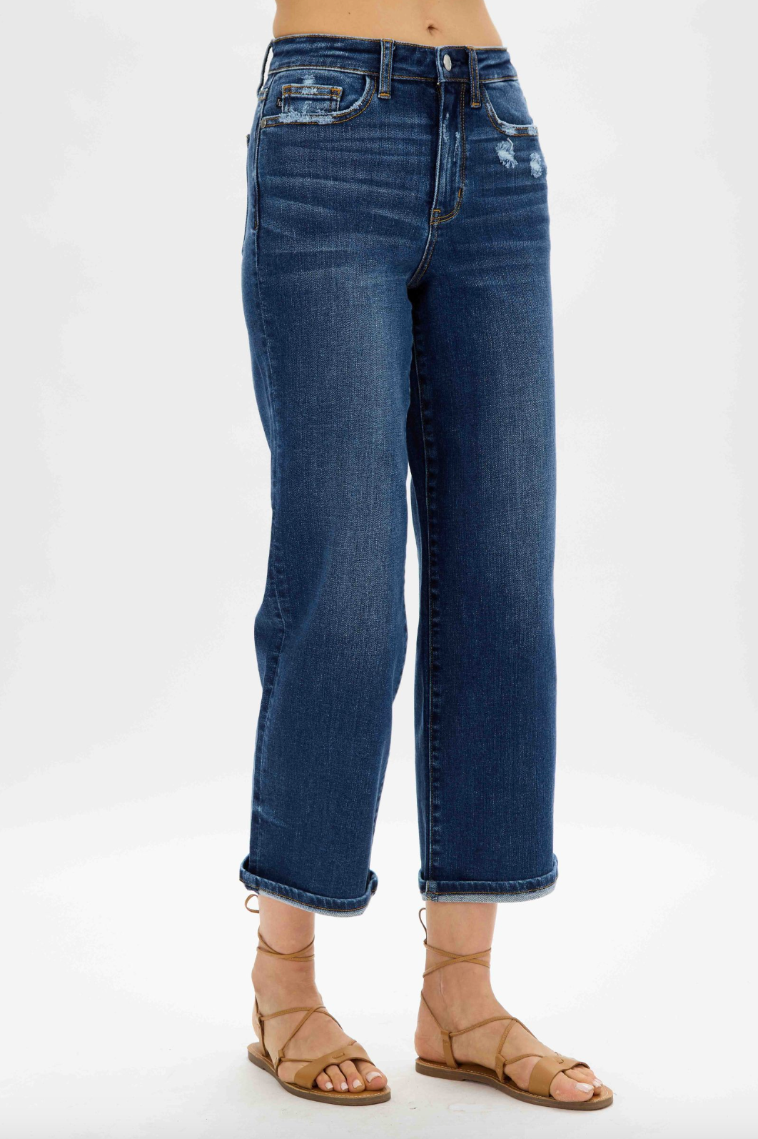 Judy Blue Destroyed Pocket Wide Leg Jeans