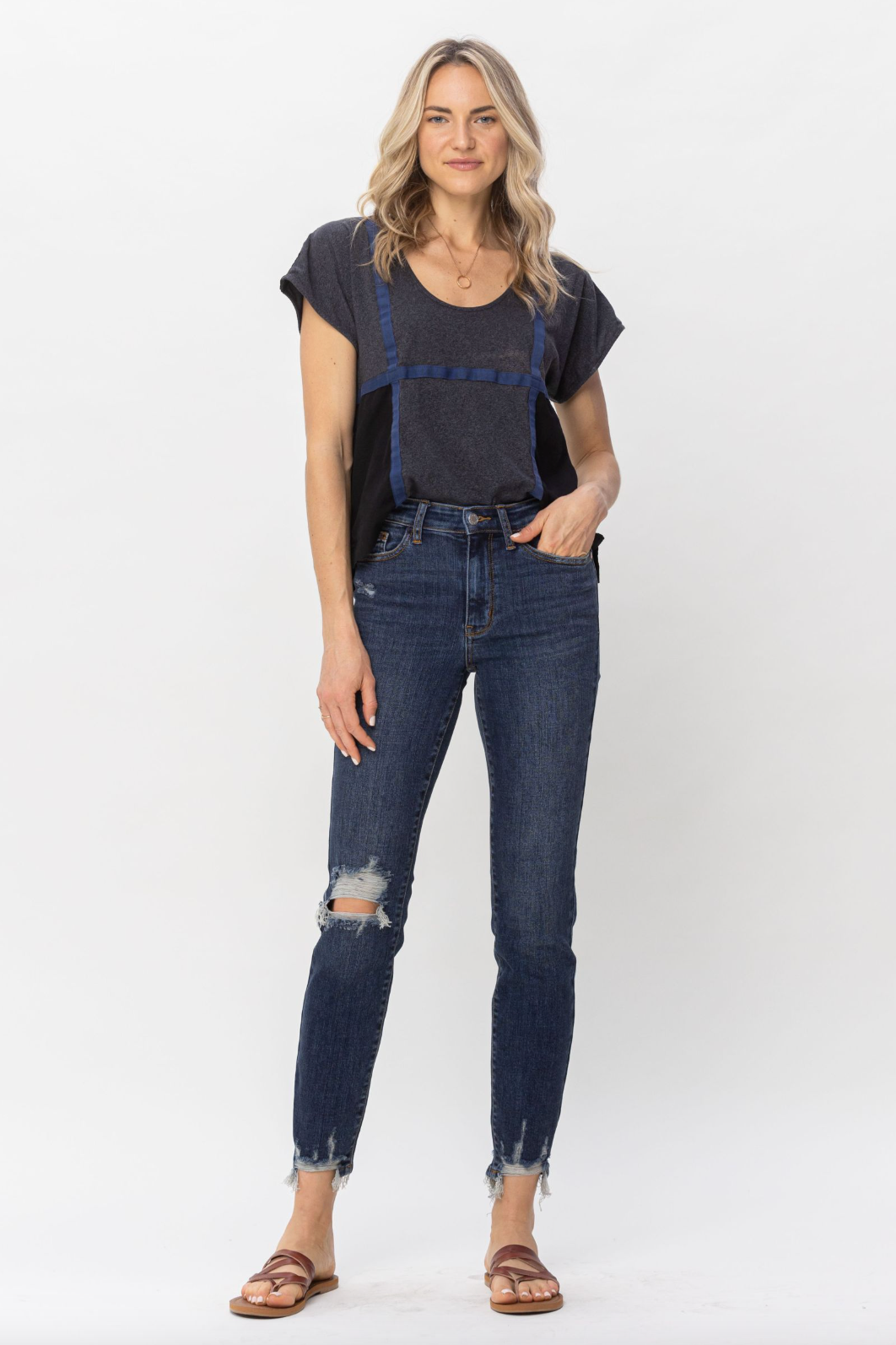 Judy Blue Chopped Hem Girlfriend Jeans