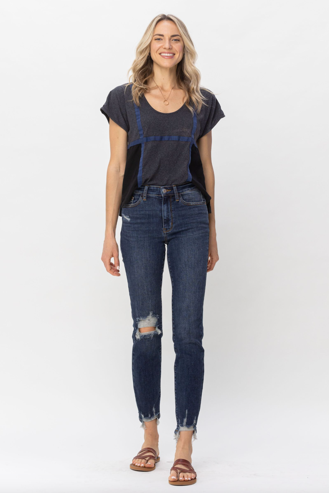 Judy Blue Chopped Hem Girlfriend Jeans
