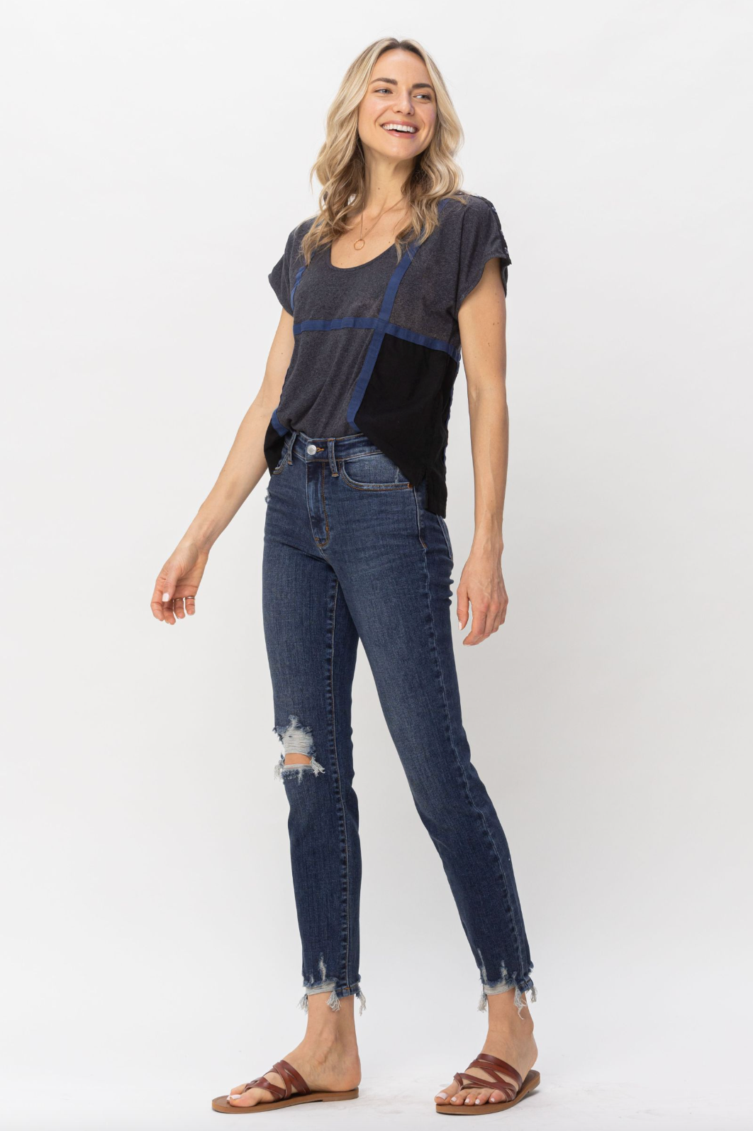 Judy Blue Chopped Hem Girlfriend Jeans