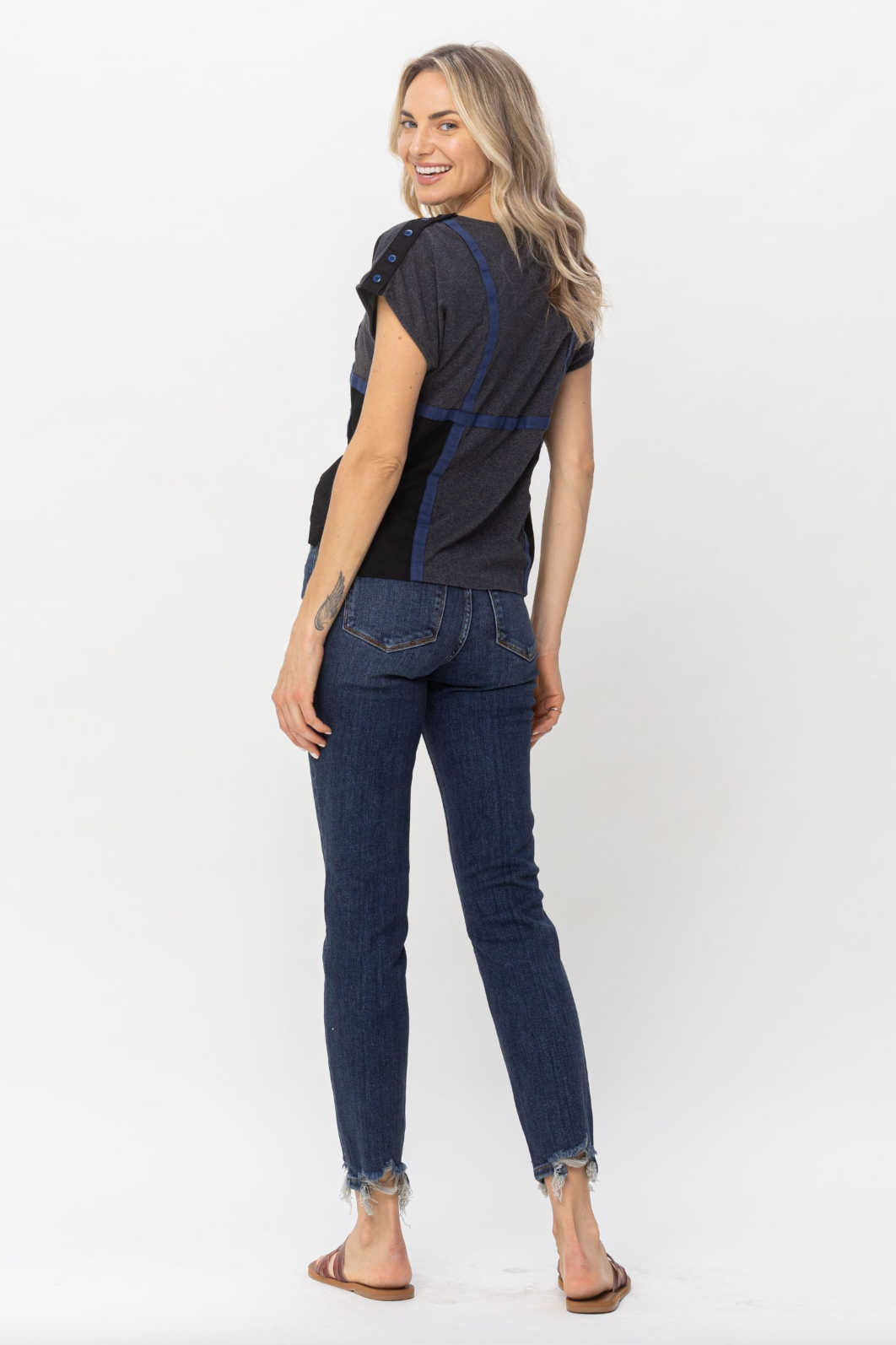 Judy Blue Chopped Hem Girlfriend Jeans