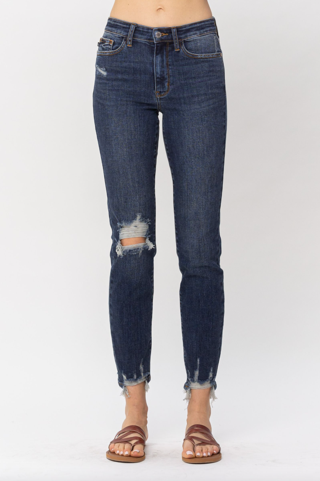 Judy Blue Chopped Hem Girlfriend Jeans