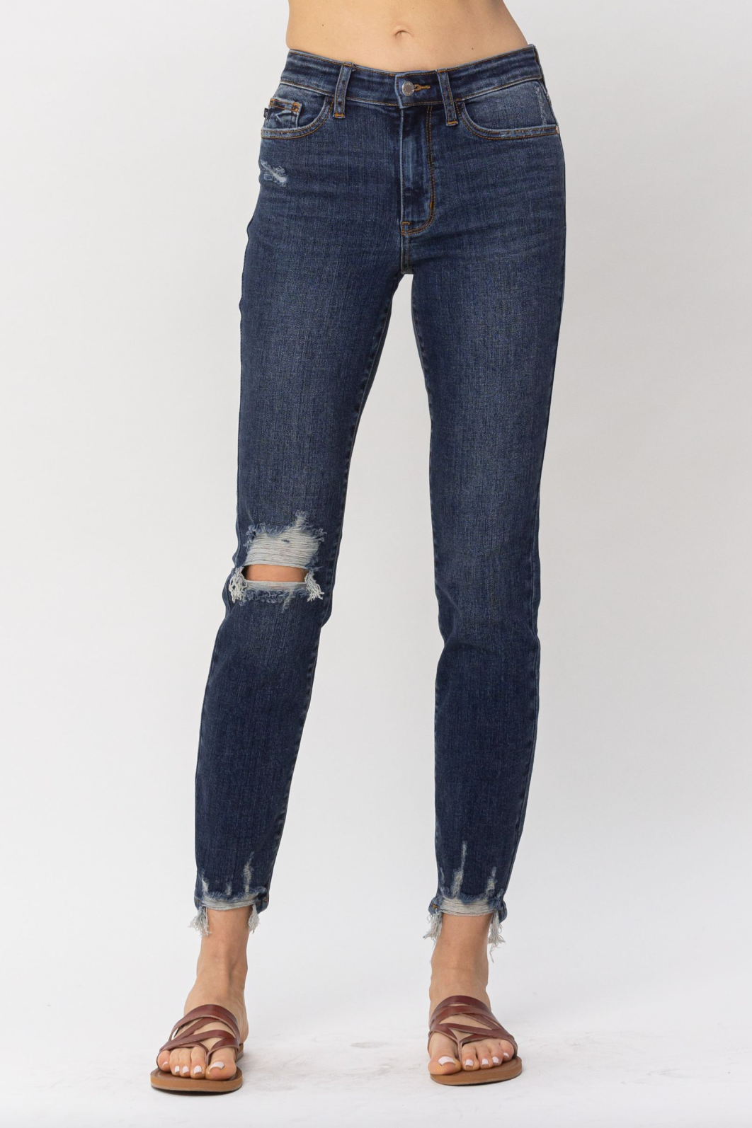 Judy Blue Chopped Hem Girlfriend Jeans