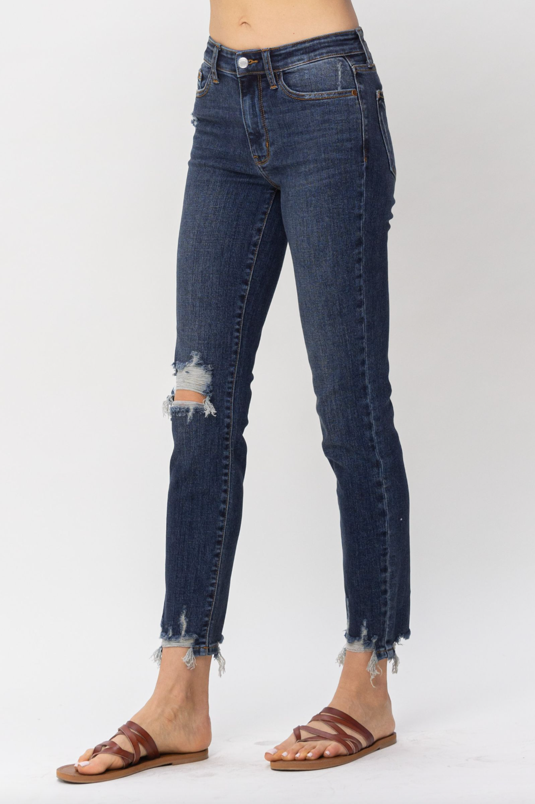 Judy Blue Chopped Hem Girlfriend Jeans