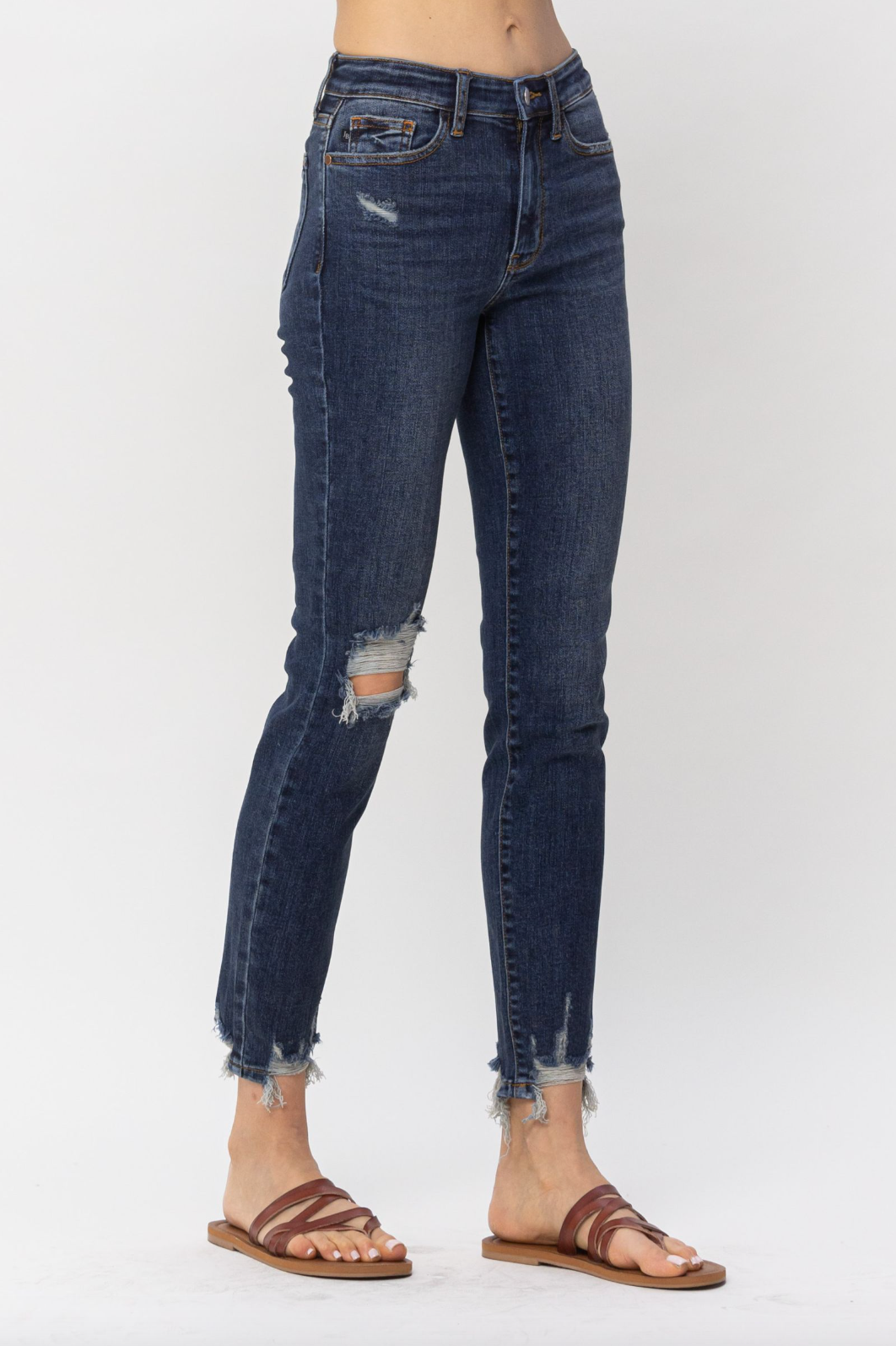 Judy Blue Chopped Hem Girlfriend Jeans