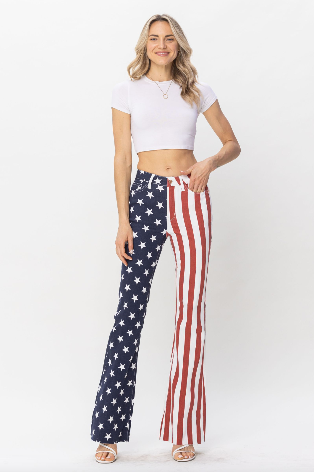 Judy Blue American Flag Print Flare Jeans