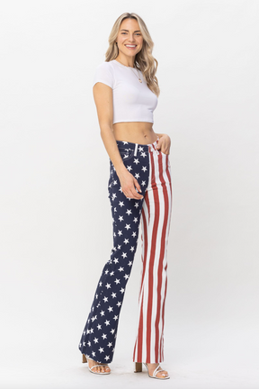 Judy Blue American Flag Print Flare Jeans