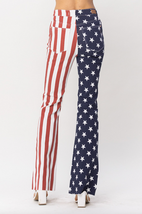 Judy Blue American Flag Print Flare Jeans