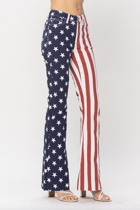 Judy Blue American Flag Print Flare Jeans