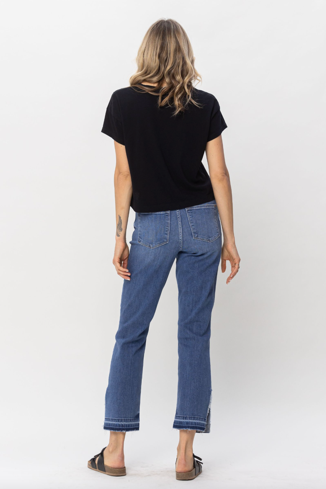 Judy Blue Fray Slit Hem Straight Jeans