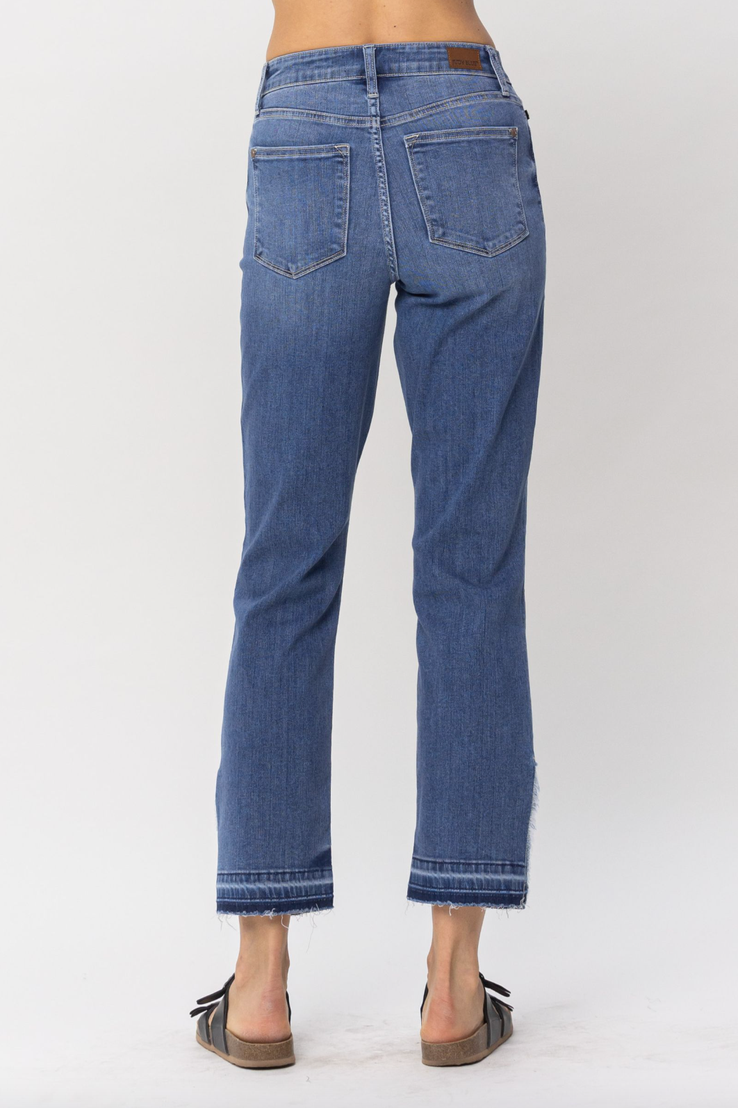 Judy Blue Fray Slit Hem Straight Jeans