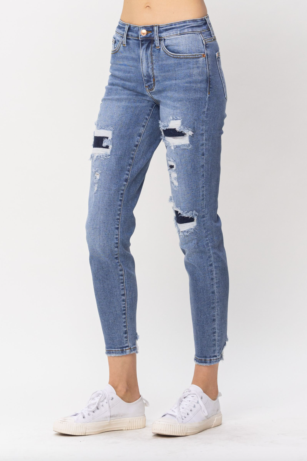 Judy Blue Patched Girlfriend Jeans