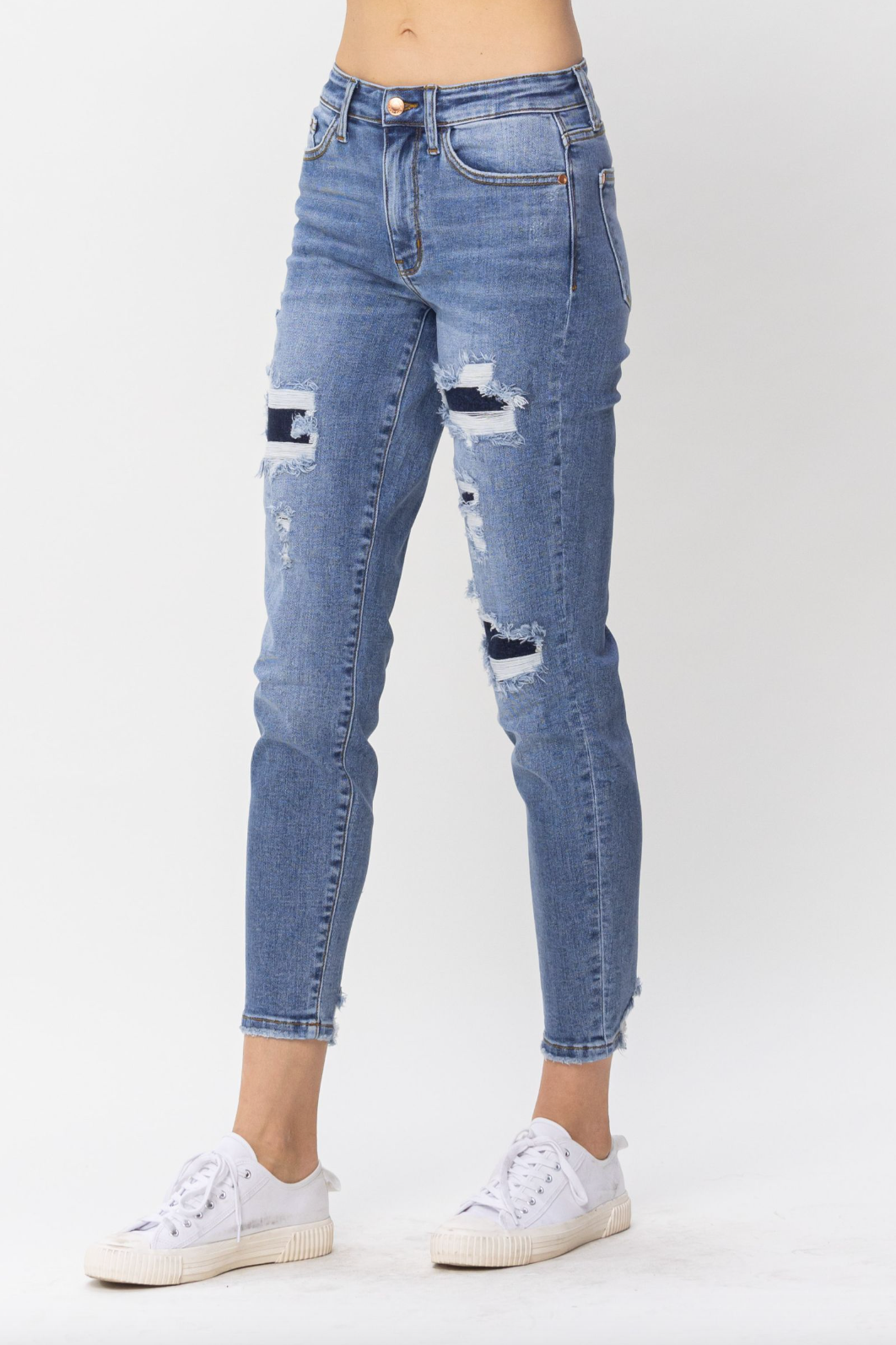 Judy Blue Patched Girlfriend Jeans