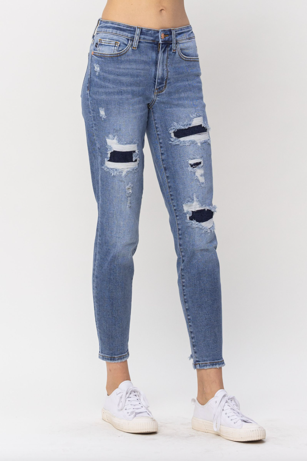 Judy Blue Patched Girlfriend Jeans
