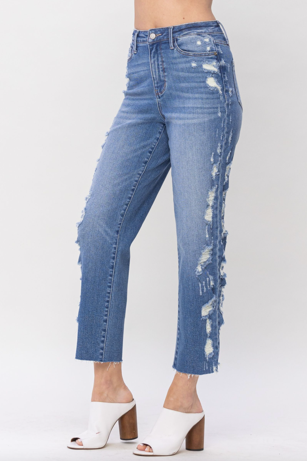 Judy Blue Destroyed Sideseam Crop Jeans