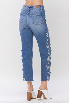 Judy Blue Destroyed Sideseam Crop Jeans