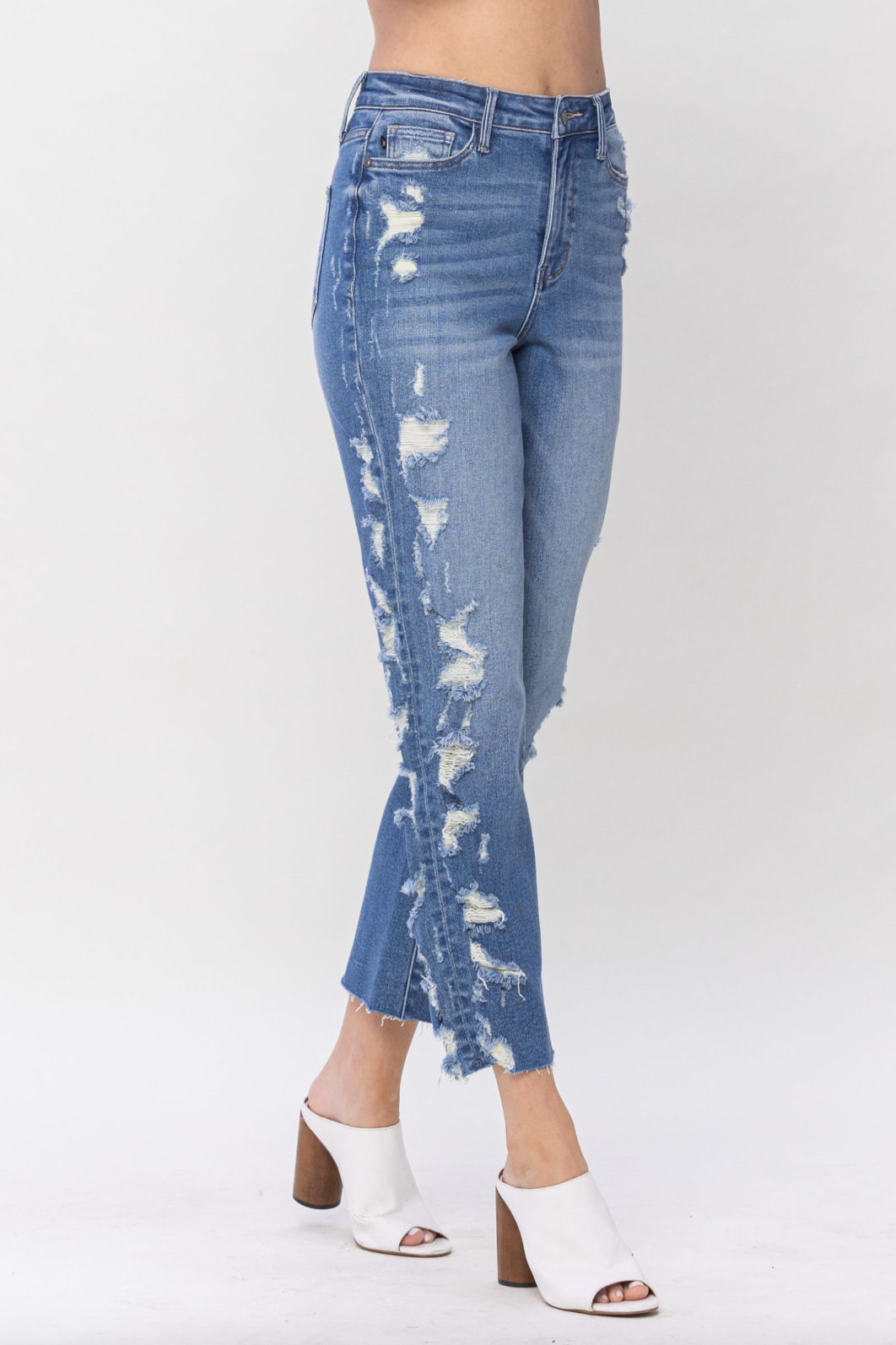 Judy Blue Destroyed Sideseam Crop Jeans