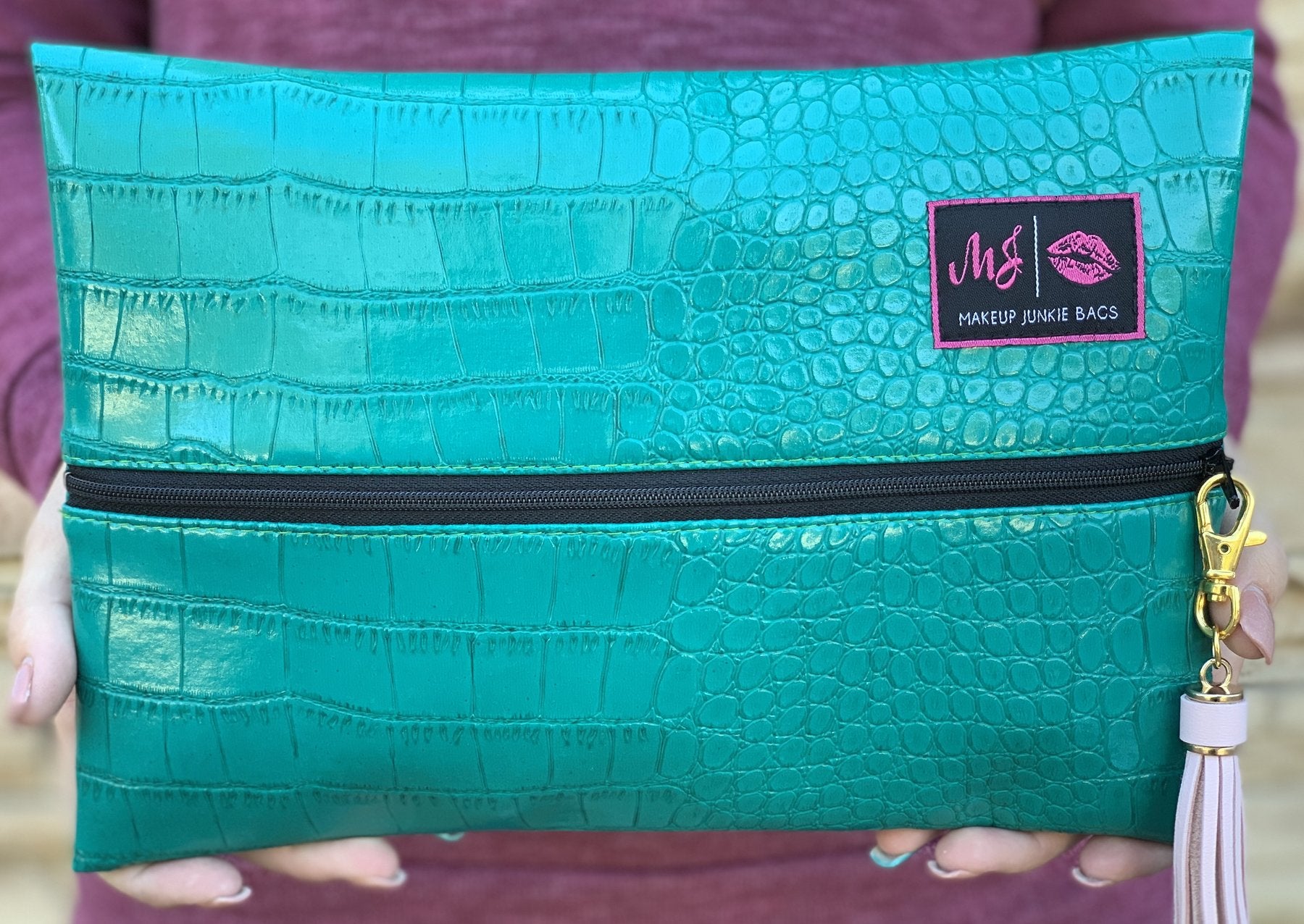 Makeup Junkie Bag Turquoise Gator