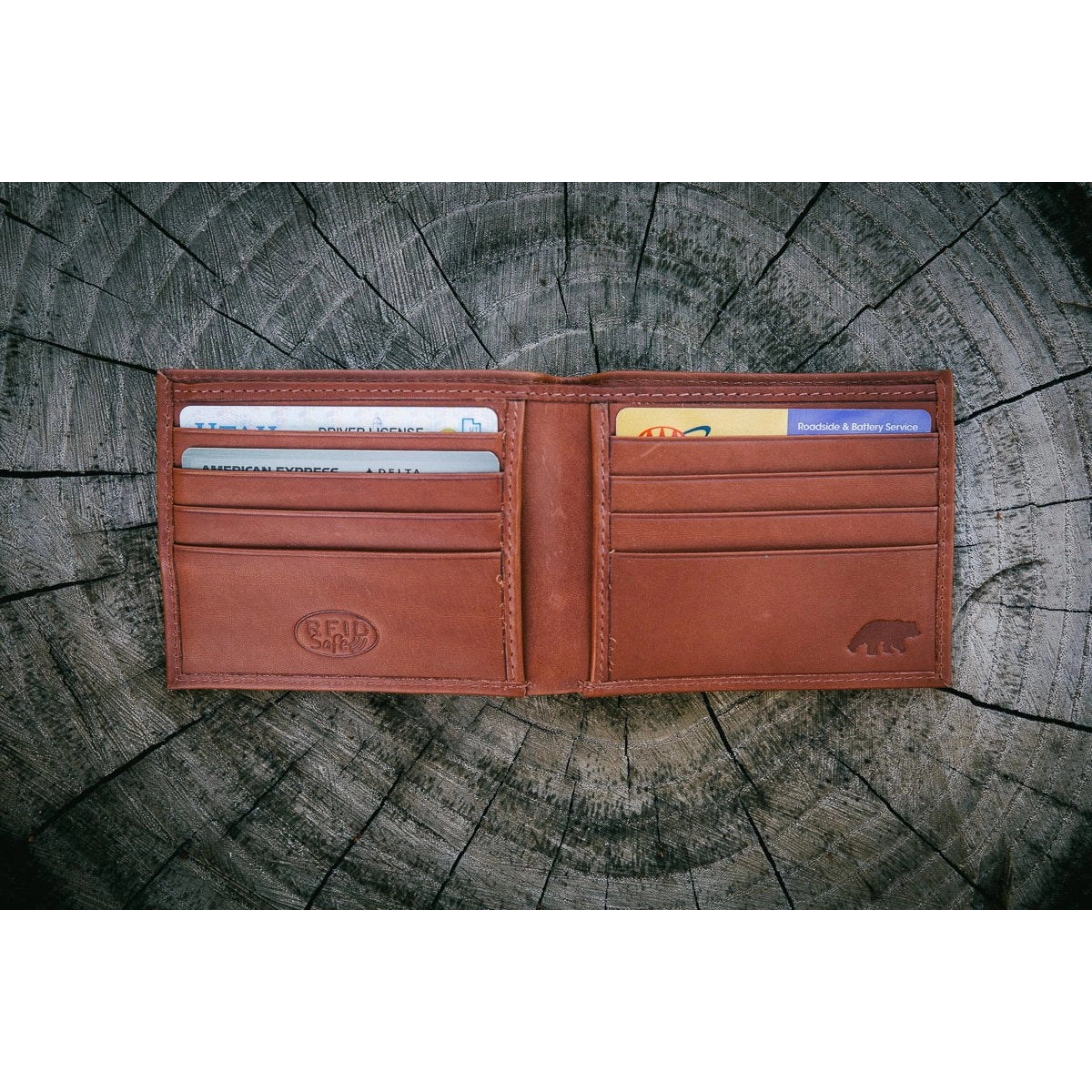 Slim RFID Bifold Wallet - Saddle