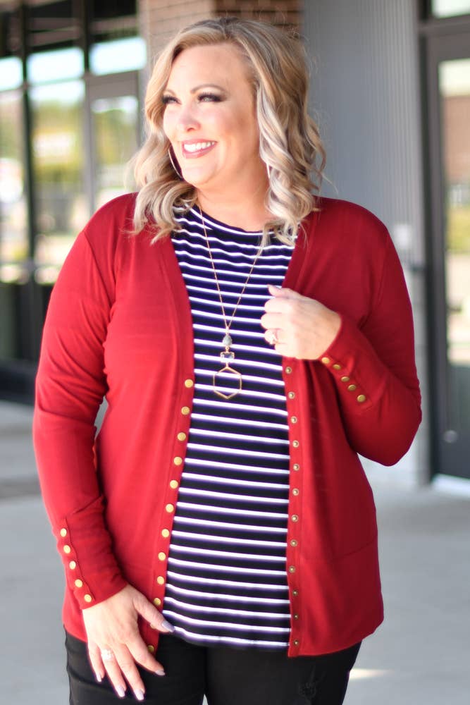 Reason To Smile Snap Cardigan - Cranberry