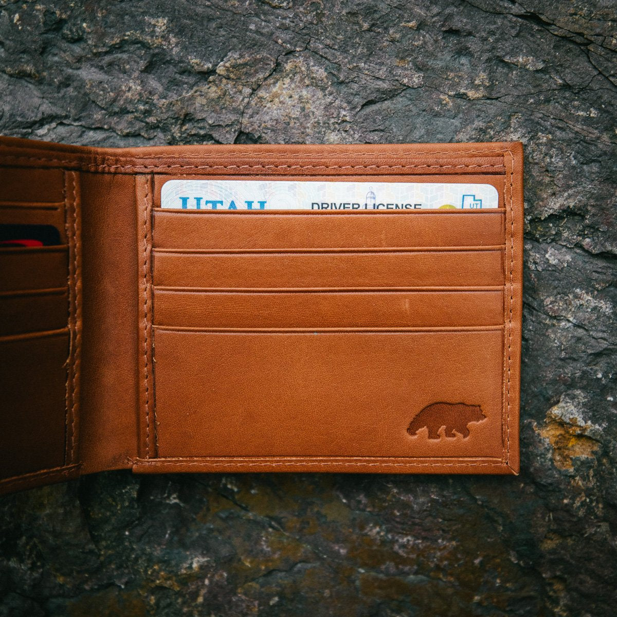 Slim RFID Bifold Wallet - Saddle