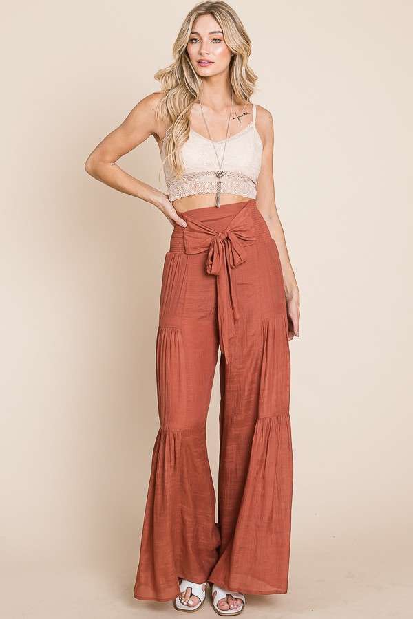 Tiered Boho Pants - Rust
