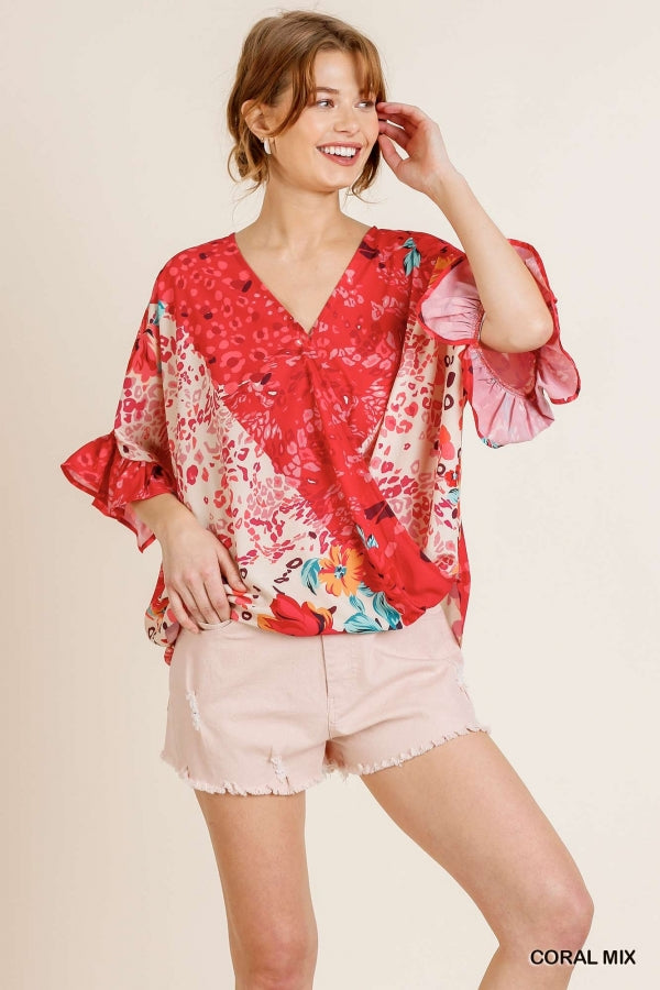 Only With You Blouse - Red Mix