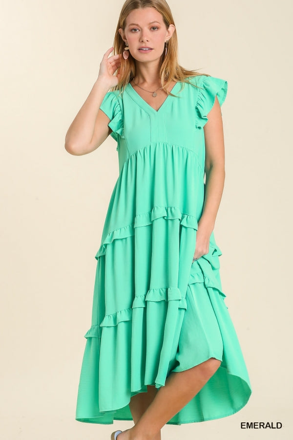 Rise Above It Tiered Midi Dress - Mint