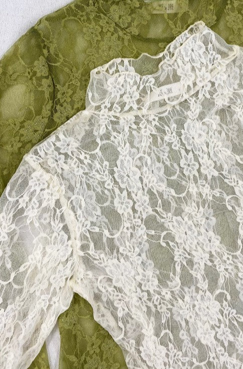 Still Beautiful Lace Long Sleeve Top - Ivory