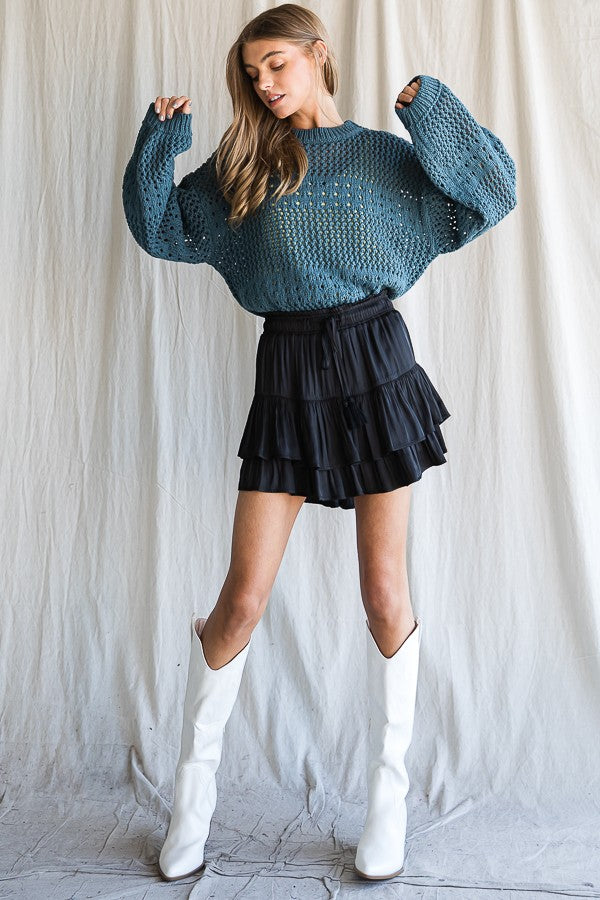 Have High Hopes Tiered Skort - Black