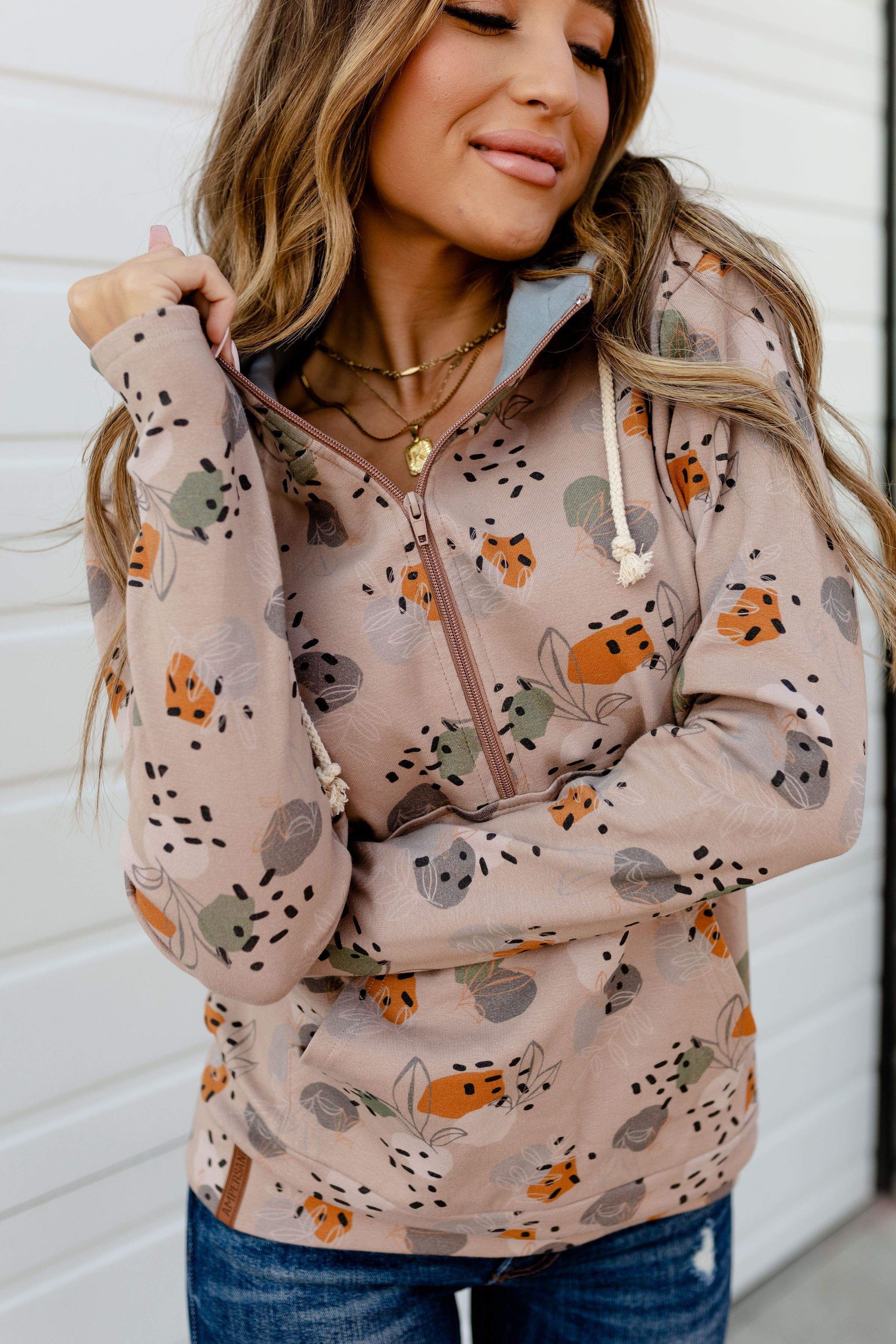 Ampersand Avenue - Halfzip Hoodie Succulent Dreams