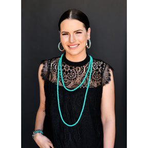 66" Long Turquoise Rondell Bead Necklace