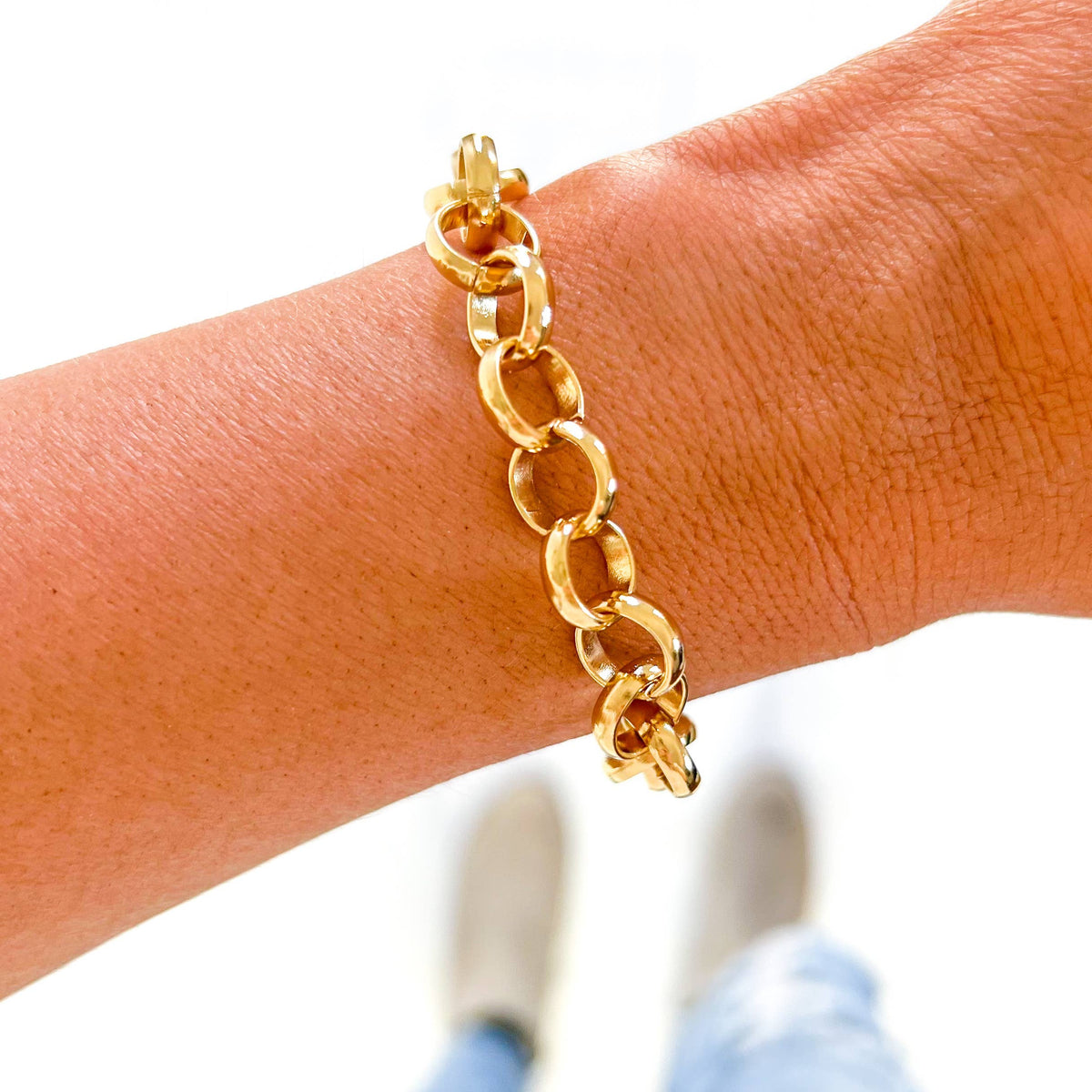 18K Gold Ring Link Bracelet