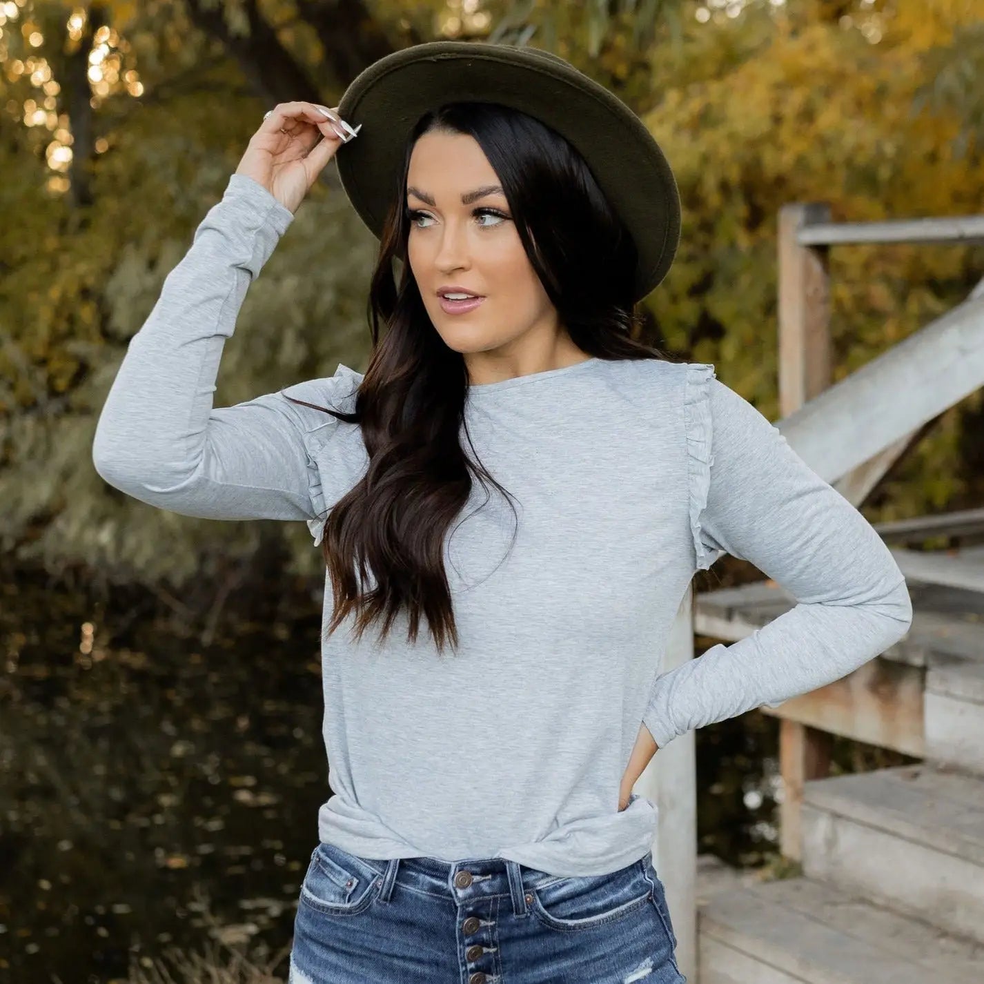 It's Your Time Top - Heather Grey