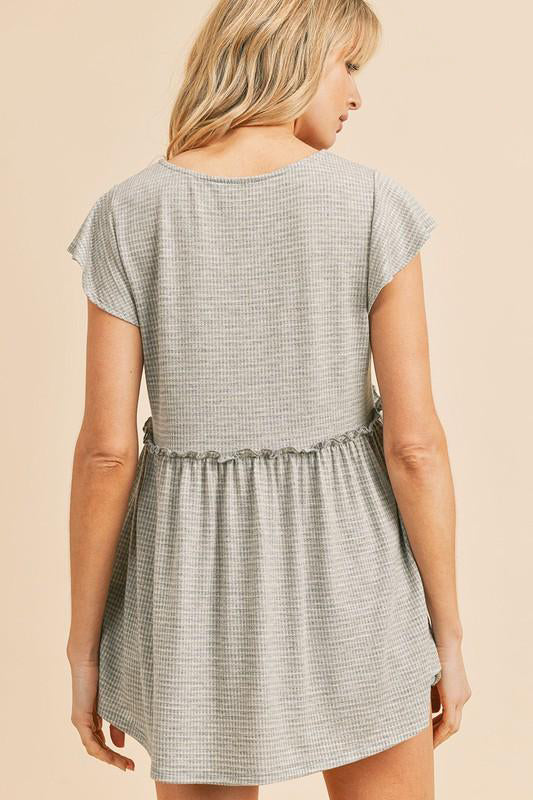 Time After Time Babydoll Top - Grey