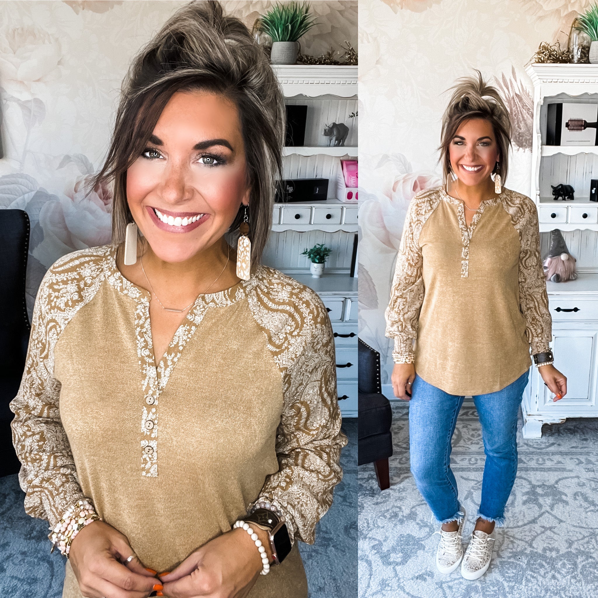 Still Have Time Raglan Top - Sand