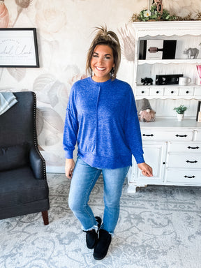 Up All Night Hacci Sweater - Bright Blue