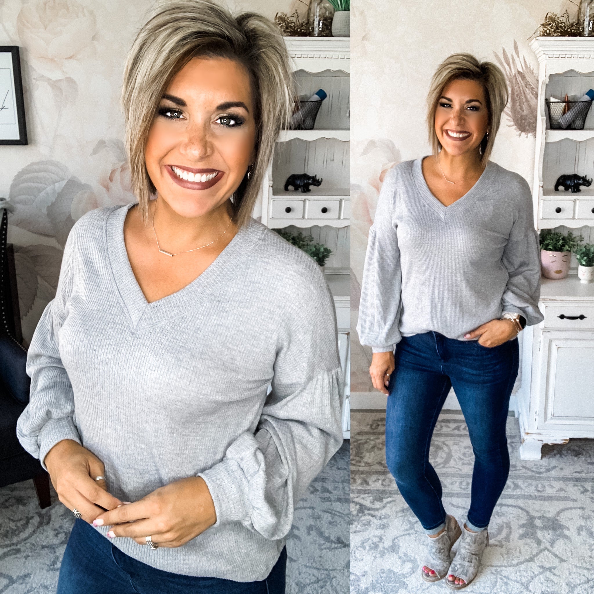 Humble Moments Knit Top - Grey