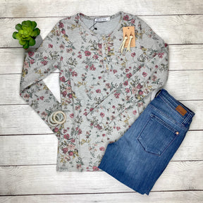 Long Way To Go Thermal - Grey Floral