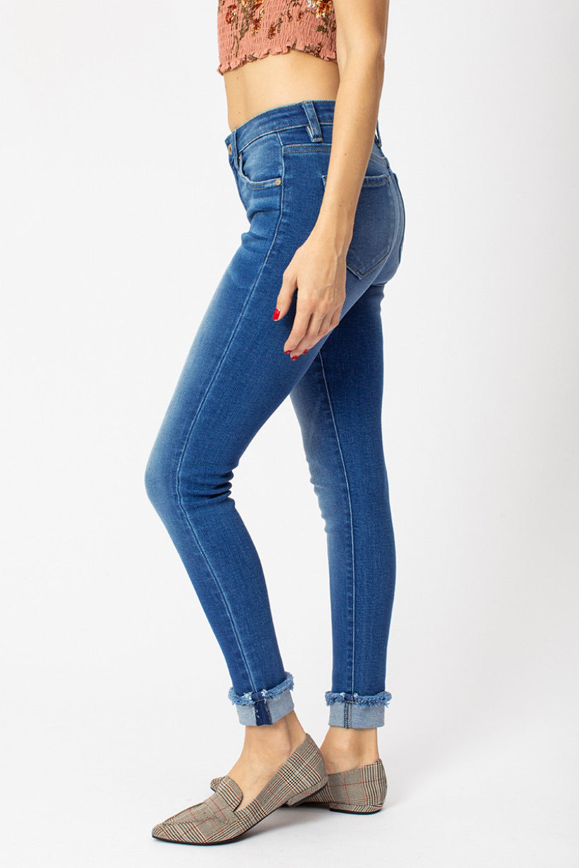 KanCan Mid Rise Cuffed Ankle Skinny Jeans
