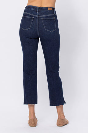 Judy Blue Cropped Straight Fit Side Slit Jeans