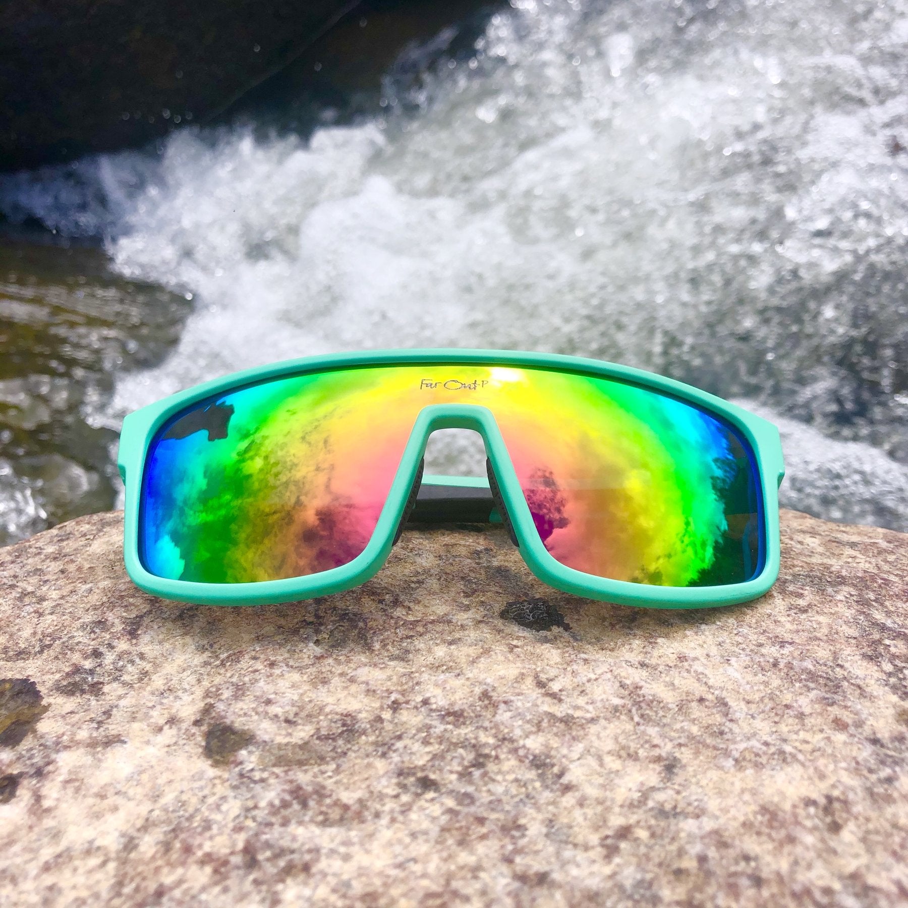 FarOut Sunglasses - Aqua Polarized Retros Pink Lens