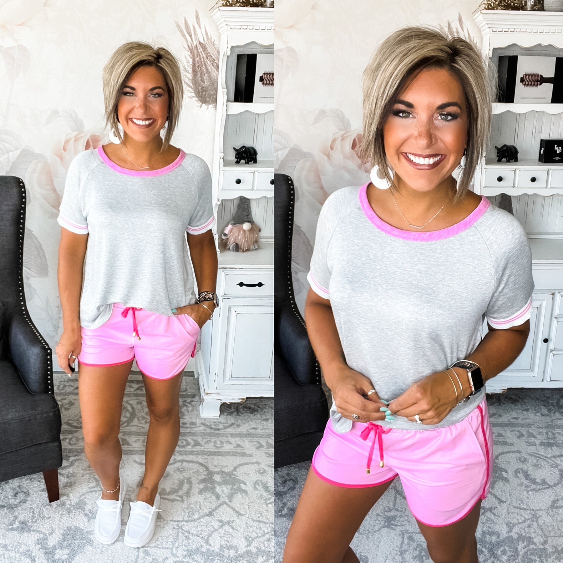 Think Pink Drawstring Everyday Shorts