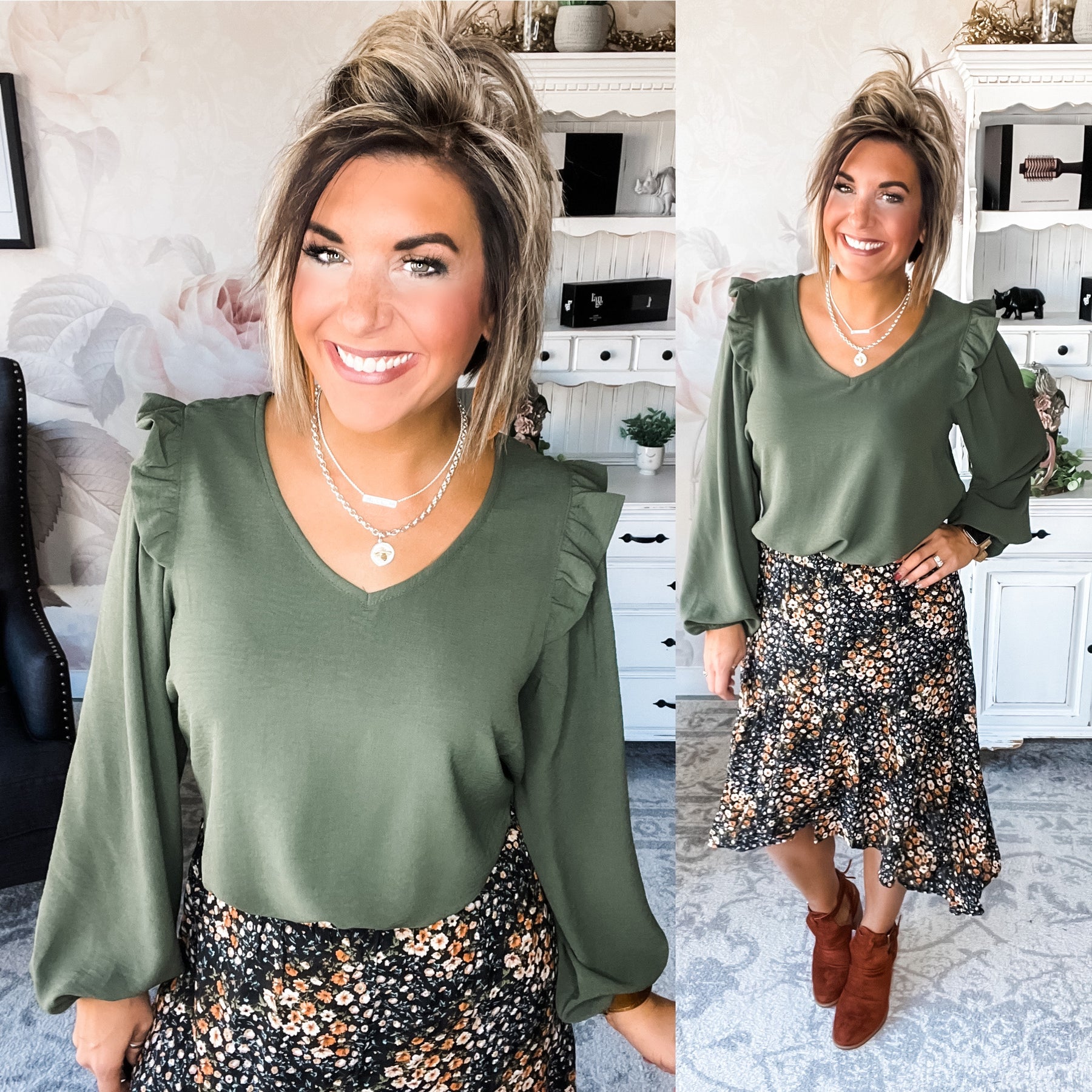 Memories Of Us Blouse - Olive