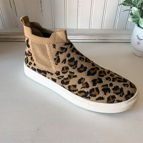 Bess - Tan Leopard Knit Sneaker