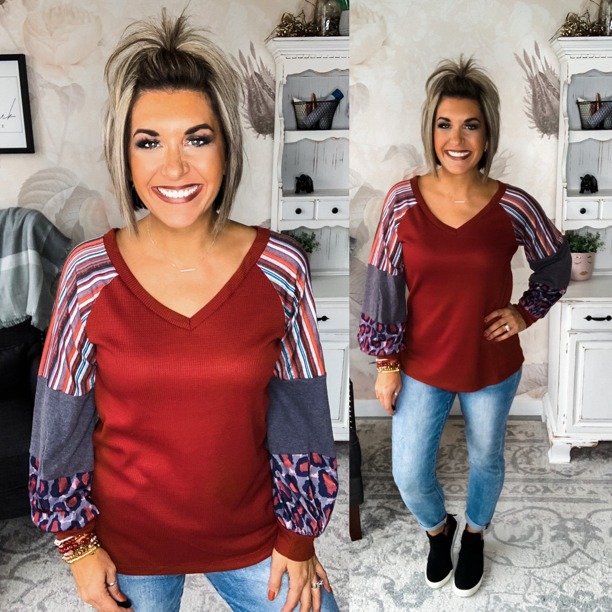 Leader Of The Pack Waffle Knit Top - Red